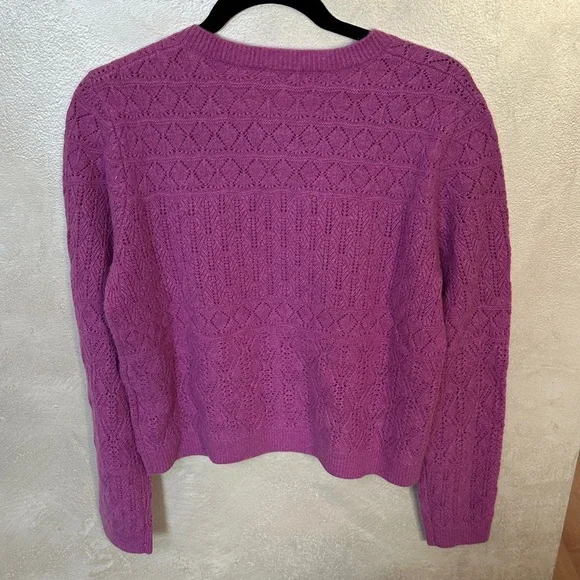 Garnet Hill Cashmere Purple Knit Cardigan sz medium - Picture 7 of 8